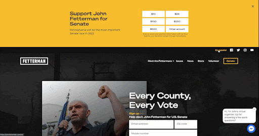 GIF showing John Fetterman's translation feature on his website.